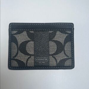 Coach Signature Black and Gray Card Holder